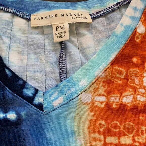 Farmers Market by One World Tie Dye Hi-Low Tee Top Sz PM #30B - Picture 6 of 8